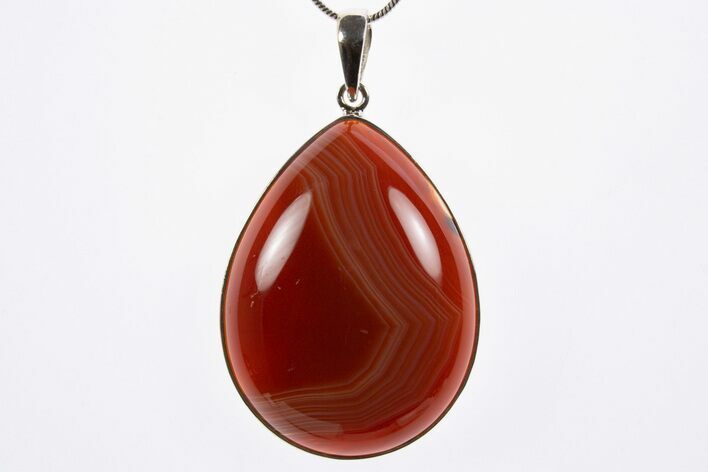 Banded Red Agate Pendant (Necklace) - Sterling Silver #303243